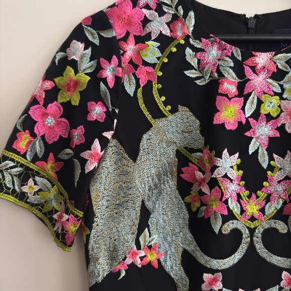 Marchesa Notte Floral and Panther Embroidered Tulle Dress Size 4 *Rare* - Picture 2 of 6